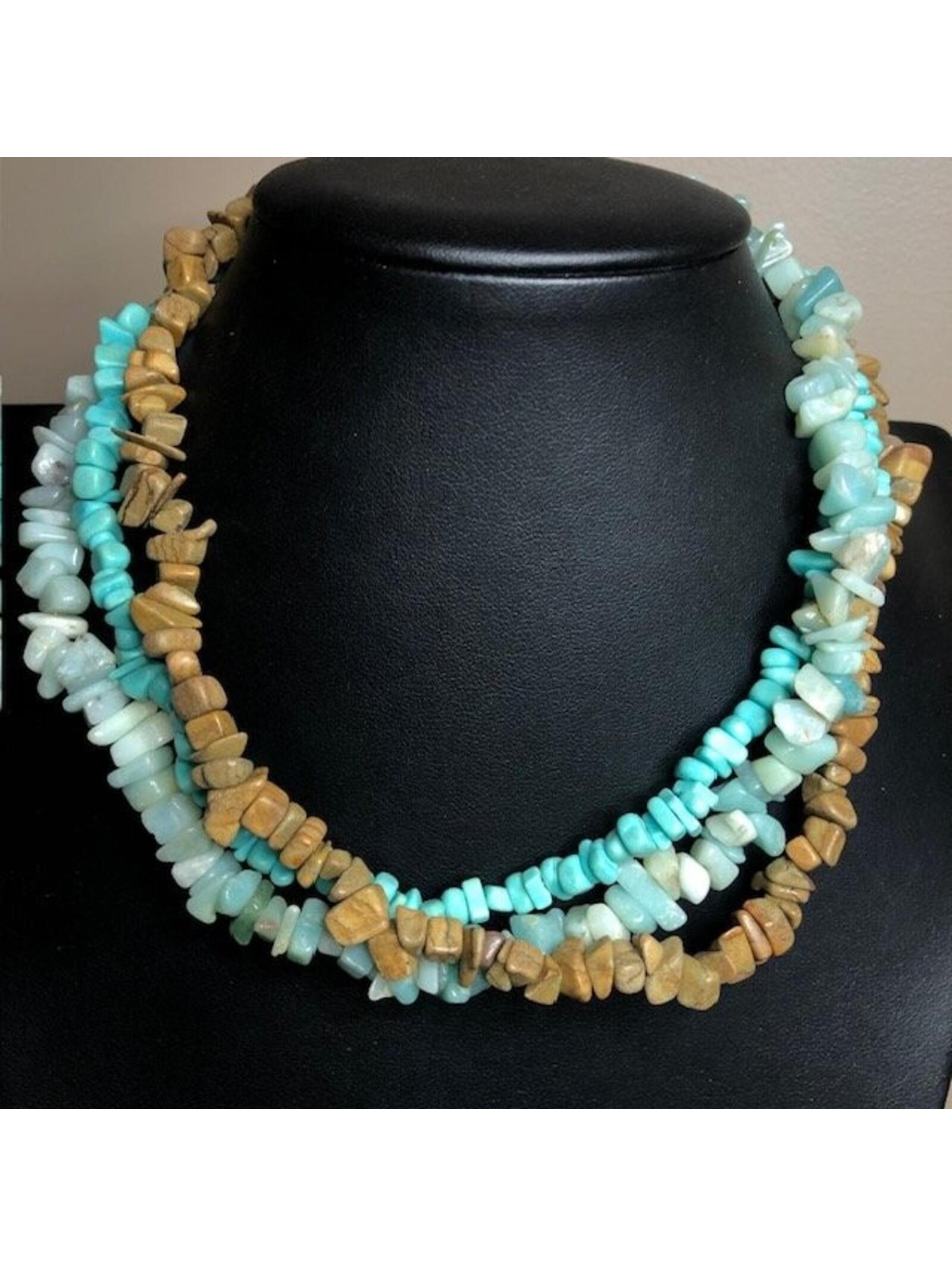 B2536 Sterling Silver Necklace Adjustable Amazonite Turquoise 15-17"